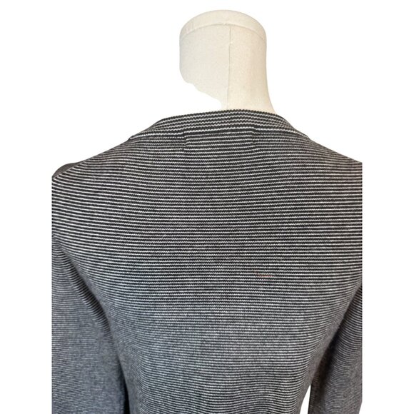 2/$30 ZARA Knit Black & White Medium Striped Sweater Crew Neckline - Picture 9 of 14